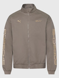 Porsche Legacy x PUMA Pepita Lifestyle Jacket Jacket unisex front product view | Dash Racegear — 2026 PUMA x Porsche Legacy Pepita Lifestyle Black White Taupe Unisex Jacket reflecting motorsport heritage and premium craftsmanship