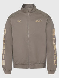 Porsche Legacy x PUMA Pepita Lifestyle Jacket Jacket unisex front product view | Dash Racegear — 2026 PUMA x Porsche Legacy Pepita Lifestyle Black White Taupe Unisex Jacket reflecting motorsport heritage and premium craftsmanship
