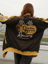 NASCAR Cup Series Cracker Barrel 400 Racing Jacket Jacket unisex detail view 3 | Dash Racegear — Nashville Superspeedway 2026 racing jacket in durable brown twill with sporty streetwear vibe