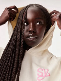 Sincerely Yours Gloss Pocket Hoodie Hoodie unisex detail view 5 | Dash Racegear — A cozy cream hoodie with standout gloss pocket design, offering a clean and modern casual look for everyday wear.