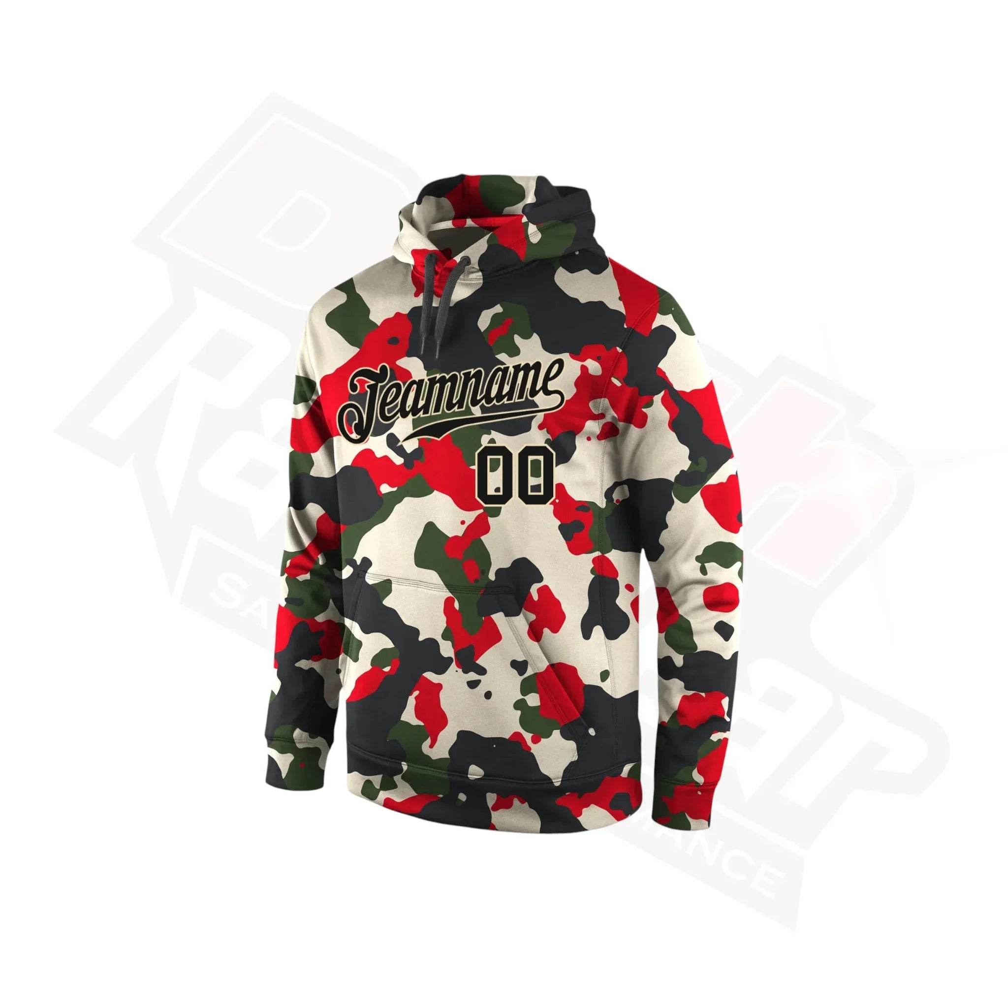 Custom Stitched Camo Black & Cream Sports Hoodie - Dash Racegear Store