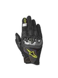 Alpinestars SMX-1 Air V2 Gloves, Men's Road Riding Gloves, Black and Yellow Fluo, Leather and Mesh, CE Certified.