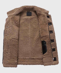 Mens Sheepskin Shearling Dark Brown Leather Jacket Leather Jacket men detail view 2 | Dash Racegear — Mens Sheepskin Shearling Dark Brown Leather Jacket