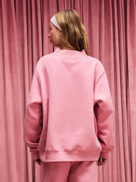 Parke Valentine’s Varsity Mockneck Pink Sweatshirt Sweatshirt unisex detail view 2 | Dash Racegear — Parke Valentine’s Varsity Mockneck Dark Pink Fleece Sweatshirt with plush fleece, perfect for lounging or errands.