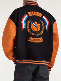 Denham TeamNL Varsity Jacket Varsity Jacket unisex detail view 2 | Dash Racegear — Team Netherlands varsity jacket by Denham with signature colors and ribbed cuffs, ideal for game day or casual wear.