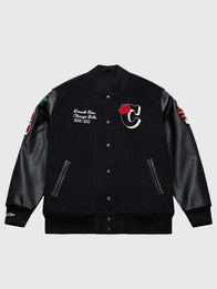 Derrick Rose Chicago Bulls Retirement Letterman Jacket Jacket unisex detail view 5 | Dash Racegear — Derrick Rose Chicago Bulls Black Letterman Full-Snap Jacket for men & women, with championship detailing and classic fit.