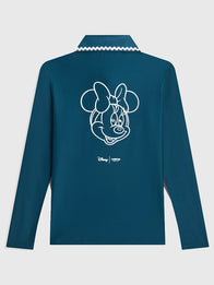 Carnival Golf x Disney Minnie Doodle Polo Shirt Shirt unisex detail view 2 | Dash Racegear — Carnival Golf x Disney 2026 Unisex Minnie Doodle LS Polo Shirt in Navy Blue with lightweight comfort and timeless casual style.