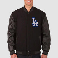LA Dodgers Varsity Black Jacket Jacket unisex front product view | Dash Racegear — LA Dodgers Varsity Black Jacket – Premium Sports Fan Gear