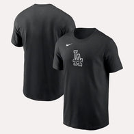 Dodgers Nike Black Lights Out Color Pop T-Shirt Shirt unisex front product view | Dash Racegear — Nike Dodgers Tee – Black Lights Out Color Pop Edition