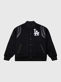 Los Angeles Dodgers Walk the Tunnel Varsity Jacket Varsity Jacket unisex front product view | Dash Racegear — Step Forward in Style with the Dodgers Walk the Tunnel Varsity Jacket