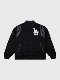 Los Angeles Dodgers Walk the Tunnel Varsity Jacket Varsity Jacket unisex front product view | Dash Racegear — Step Forward in Style with the Dodgers Walk the Tunnel Varsity Jacket