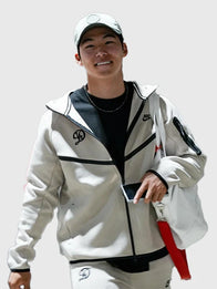 Dodgers 2026 Nike Tech Fleece Jacket Jacket unisex detail view 7 | Dash Racegear — Dodgers 2026 Nike Windrunner jacket in grey, great for cool weather and streetwear fits.
