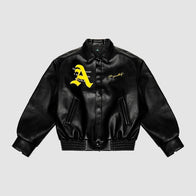 Doncare AFGK Ferrari Leather Jacket Black Leather Jacket unisex detail view 2 | Dash Racegear — Doncare AFGK Black Leather Ferrari Racer Jacket