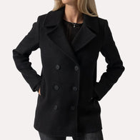 Womens Black Peacoat Jacket women detail view 2 | Dash Racegear — Black Peacoat