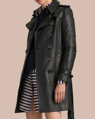 Womens Mid Length Leather Coat Coat women detail view 2 | Dash Racegear — Womens Mid Length Leather Coat