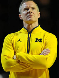 Dusty May Wolverines Quarter-Zip Pullover Jacket Jacket unisex front product view | Dash Racegear — Michigan Wolverines Coach Dusty May Victory yellow quarter-zip pullover jacket, lightweight sporty fit for game-day layering.