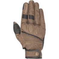 Alpinestars Crazy Eight Gloves, Brown and Black Motorcycle Gloves, premium perforated leather construction, padded knuckle protection, accordion stretch panels, heritage-style snap button wrist closure, urban riding gear