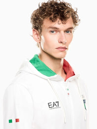 Winter Olympics 2026 Team Italy EA7 Emporio Armani Tracksuit Tracksuit unisex detail view 5 | Dash Racegear — Milano Cortina 2026 Italy tracksuit from EA7 Emporio Armani, white and stylish for relaxed daily wear.