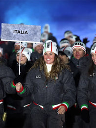EA7 Emporio Armani Team Italy Opening Ceremony Jacket Jacket unisex detail view 2 | Dash Racegear — EA7 Emporio Armani grey wool bomber for Team Italy supporters, ideal for opening ceremony excitement.