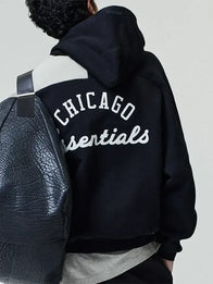 Fear of God ESSENTIALS x White Sox Sport Hoodie Hoodie unisex detail view 4 | Dash Racegear — Fear of God ESSENTIALS hoodie with White Sox branding and easy half zip everyday wear design.