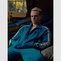 MobLand Eddie Harrigan Blue Track Jacket Jacket unisex front product view | Dash Racegear — Trendy Blue Track Jacket Inspired by MobLand Eddie Harrigan