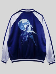 Elden Ring Ranni Jacket Jacket unisex detail view 2 | Dash Racegear — Ranni the Witch Elden Ring blue Sukajan jacket, detailed embroidery for stylish gamer street fashion.