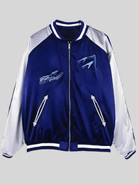 Elden Ring Ranni Jacket Jacket unisex front product view | Dash Racegear — Elden Ring Ranni the Witch blue Sukajan jacket, embroidered anime style for bold gaming streetwear looks.