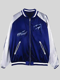 Elden Ring Ranni Jacket Jacket unisex front product view | Dash Racegear — Elden Ring Ranni the Witch blue Sukajan jacket, embroidered anime style for bold gaming streetwear looks.