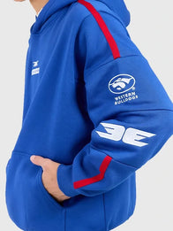 AFL x Elite Eleven Western Bulldogs Hoodie Hoodie unisex detail view 3 | Dash Racegear — Blue retro hoodie inspired by Western Bulldogs AFL x Elite Eleven 2026 collaboration with relaxed casual fit.