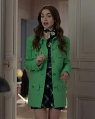 Emily In Paris Emily Cooper Green Coat Coat unisex detail view 6 | Dash Racegear — Emily In Paris Multi-Pocket Coat for Sale