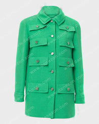 Emily In Paris Emily Cooper Green Coat Coat unisex front product view | Dash Racegear — Emily Cooper Emily In Paris Green Coat