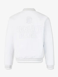 England Rugby x Undefeated x Castore Bomber Jacket Bomber Jacket unisex detail view 2 | Dash Racegear — England Rugby unisex bomber jacket in white, crafted by Undefeated x Castore for fans and streetwear style.
