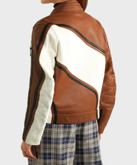 Ezzah Womens Brown Leather Biker Jacket Biker Jacket women detail view 3 | Dash Racegear — Ezzah Brown Biker MF19 Jacket