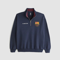 FC Barcelona Graphic Half-Zip Sweatshirt Sweatshirt unisex front product view | Dash Racegear — Barcelona Half-Zip Sweatshirt – The Perfect Blend of Style and Comfort