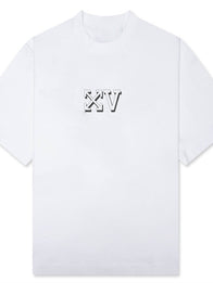 FEATURE x Off-White c/o Virgil Abloh T-Shirt Shirt unisex front product view | Dash Racegear — White FEATURE x Off-White Anniversary Skate T-shirt featuring a versatile design and modern streetwear-inspired style.