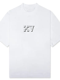 FEATURE x Off-White c/o Virgil Abloh T-Shirt Shirt unisex front product view | Dash Racegear — White FEATURE x Off-White Anniversary Skate T-shirt featuring a versatile design and modern streetwear-inspired style.