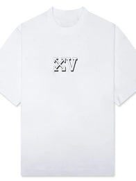 FEATURE x Off-White c/o Virgil Abloh T-Shirt Shirt unisex front product view | Dash Racegear — White FEATURE x Off-White Anniversary Skate T-shirt featuring a versatile design and modern streetwear-inspired style.