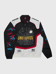 Undefeated x Spider-Man FW26 Varsity Jacket Varsity Jacket unisex detail view 5 | Dash Racegear — Black and white varsity jacket designed with Spider-Man inspiration for effortless casual style and lasting comfort.