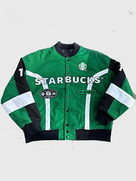 Fanatics Fest NYC 2026 Starbucks Varsity Jacket Varsity Jacket unisex detail view 3 | Dash Racegear — Fanatics Fest NYC 2026 Starbucks bomber jacket blending contemporary styling with premium everyday wearability.