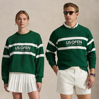 Ralph Lauren US Open 2025 Vintage Fit Sweatshirt Sweatshirt unisex detail view 2 | Dash Racegear — US Open 2025 Polo Ralph Lauren vintage green fleece sweatshirt featuring stripes.