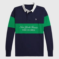 Ralph Lauren US Open Vintage Fit Rugby Shirt Shirt unisex front product view | Dash Racegear — Polo Ralph Lauren US Open 2025 Vintage Fit Rugby Shirt in navy and green