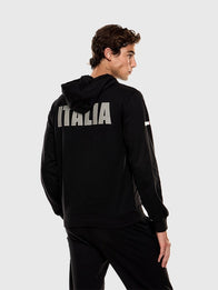 Winter Olympics 2026 Team Italy EA7 Emporio Armani Hoodie Hoodie unisex detail view 4 | Dash Racegear — EA7 Emporio Armani Team Italy Winter Olympics 2026 Black Fleece Pullover Hoodie, versatile winter sportswear for athletes and fans alike.