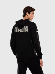 Winter Olympics 2026 Team Italy EA7 Emporio Armani Hoodie Hoodie unisex detail view 4 | Dash Racegear — EA7 Emporio Armani Team Italy Winter Olympics 2026 Black Fleece Pullover Hoodie, versatile winter sportswear for athletes and fans alike.