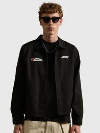 Formula 1 x Pacsun Miami Work Jacket Jacket unisex front product view | Dash Racegear — Pacsun x Formula 1 Miami Grand Prix unisex black workwear jacket, rugged style for race fans and street-ready outfits