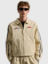 Formula 1 x Pacsun Miami Work Jacket Jacket unisex detail view 2 | Dash Racegear — Formula 1 Miami Grand Prix Pacsun tan brown jacket, unisex workwear essential with rugged feel for motorsport street outfits