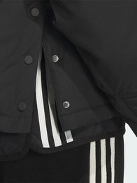 Adidas 3S Black Padded Jacket Jacket unisex detail view 4 | Dash Racegear — Recreated Adidas premium 3-Stripes oversized black padded jacket featuring insulated construction and bold stripe detailing