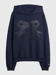 Gap × Sandy Liang Bow Oversized Hoodie Hoodie unisex front product view | Dash Racegear — Trendy Sandy Liang bow hoodie from Gap collab going viral in 2025