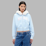 Gap × Sandy Liang Vegan Fur-Trim Crop Zip Hoodie Hoodie unisex detail view 2 | Dash Racegear — Chic cropped hoodie featuring vegan fur trim by Sandy Liang