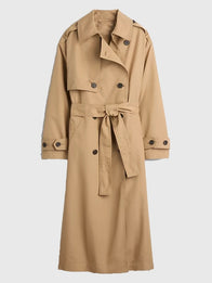 Gap × Sandy Liang Bow-Back Trench Coat Coat unisex front product view | Dash Racegear — Trendy bow-back outerwear from Gap × Sandy Liang capsule drop