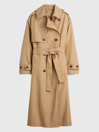 Gap × Sandy Liang Bow-Back Trench Coat Coat unisex front product view | Dash Racegear — Trendy bow-back outerwear from Gap × Sandy Liang capsule drop